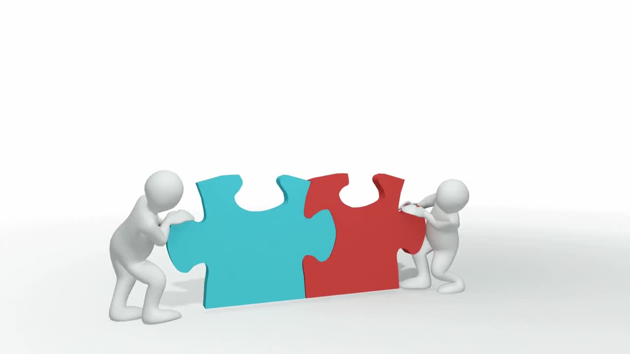 animación que representa una pareja 3d con un rompecabezas