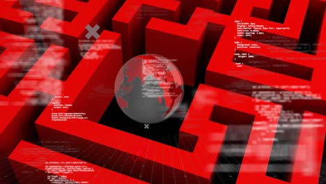animación del globo y procesamiento de datos por computadora sobre el laberinto