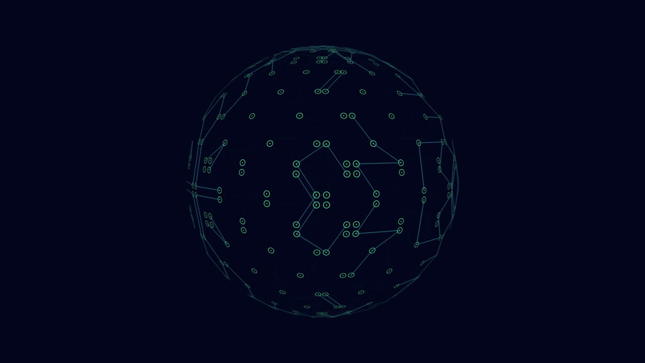 선과 점으로 만들어진 3d 구의 디지털 예술 작품