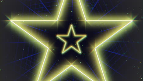 estrellas de neón vibrantes líneas amarillas y azules iluminan el diseño futurista