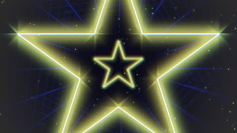 vibrant neon star yellow and blue lines illuminate futuristic design