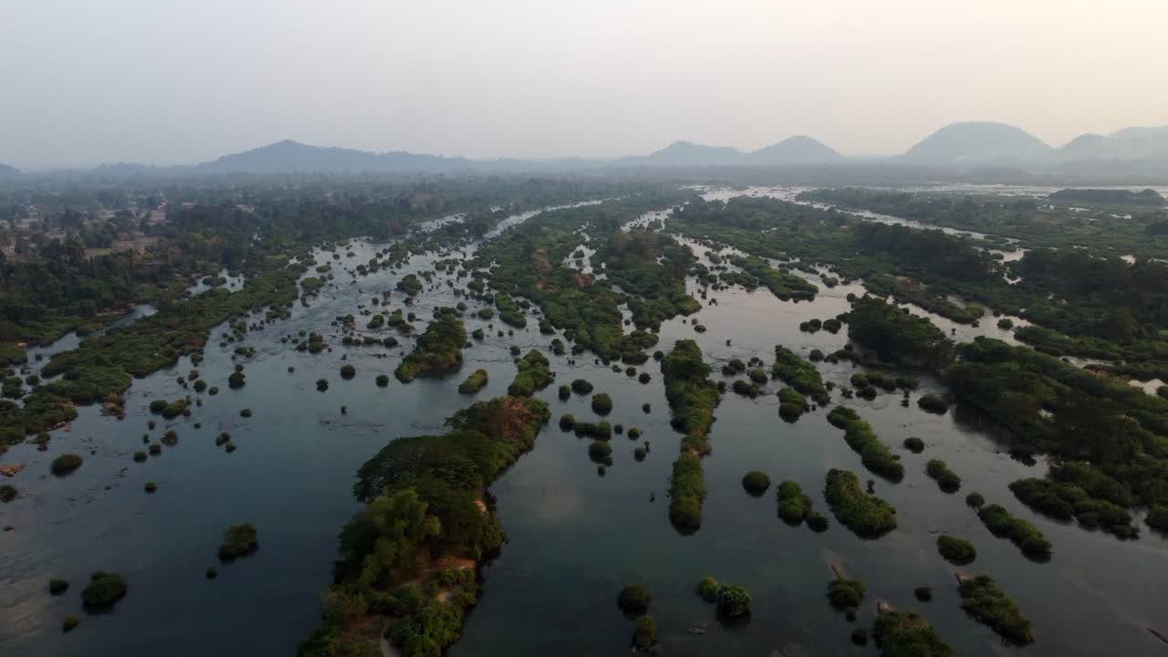 la hermosa vista de las 4000 islas en el río mekong en el sur de laos