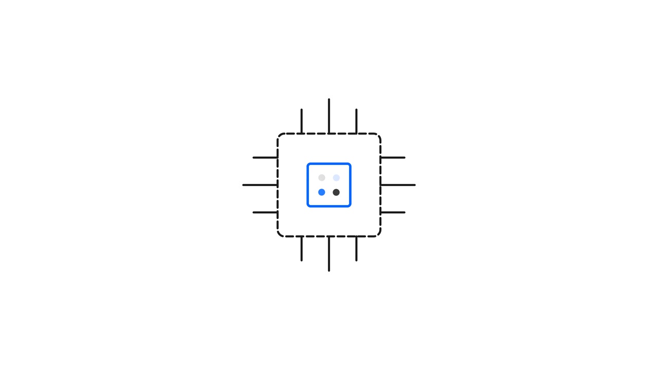 Animated Computer Chip Processing Data Concept