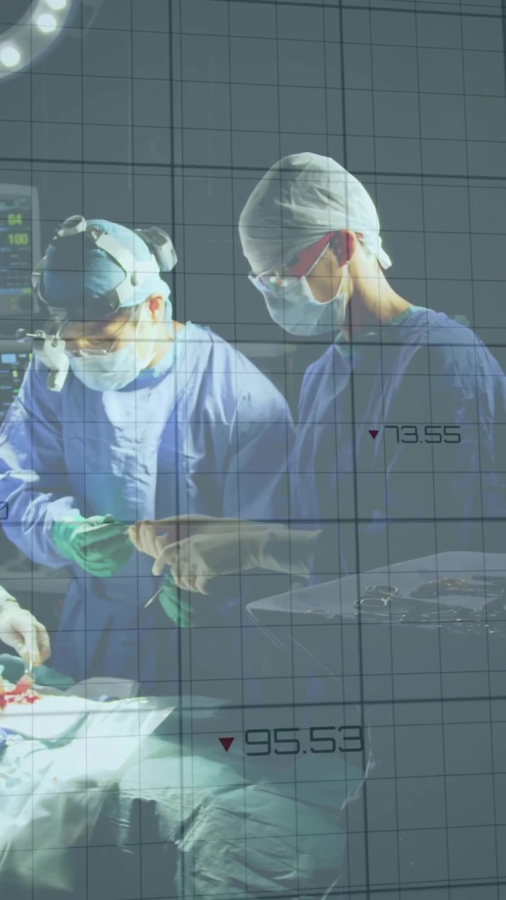 Animação de processamento de dados sobre cirurgiões diversos