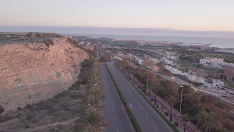 coastal road and residential area aerial view