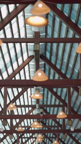 ceiling with lights and beams