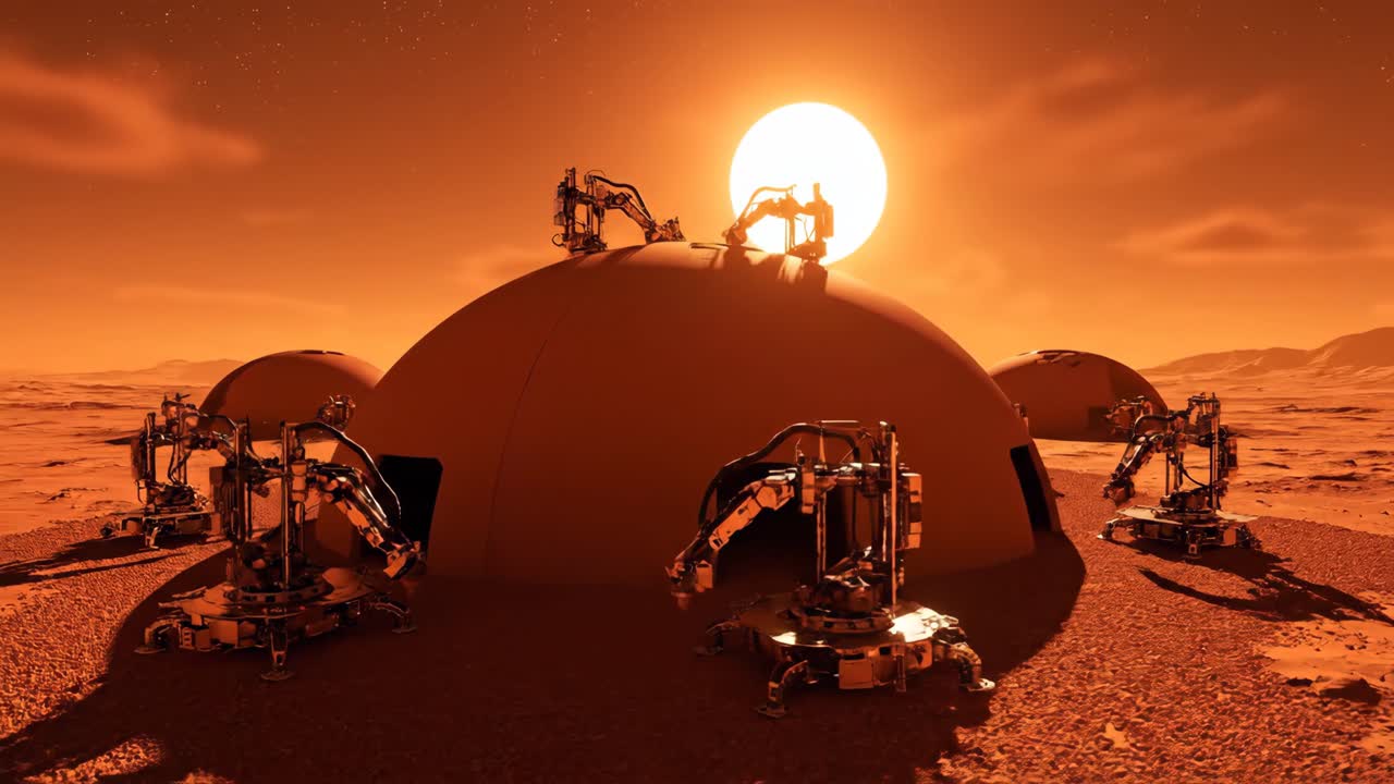 Martian Settlement Construction with Robots