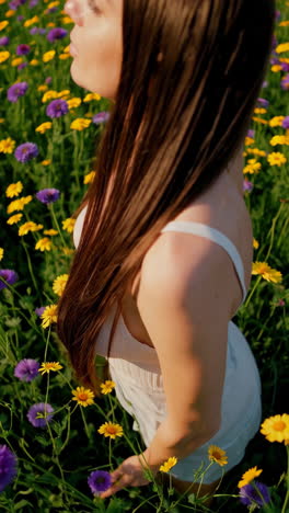 woman in a flower field