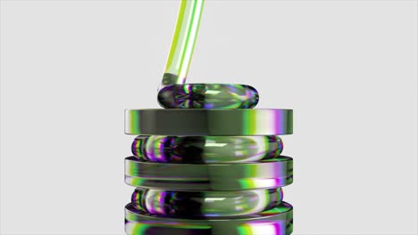 esferas metálicas iridescentes apiladas renderización en 3d