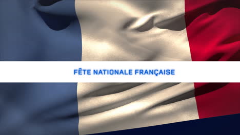 animation of fete nationale francaise text with french flag