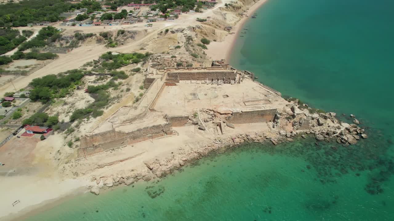 Aerial view of Castillo de Araya by the sea, serene historic site