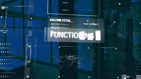 animation of data processing over empty office