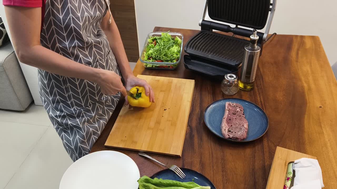 Preparing Steak and Salad