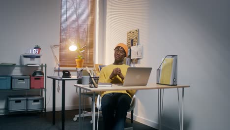 young man working from home office