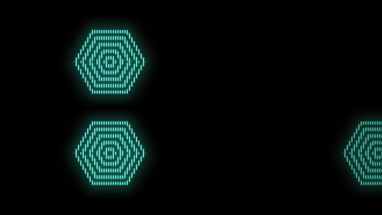 patrón geométrico hexagonal azul neón