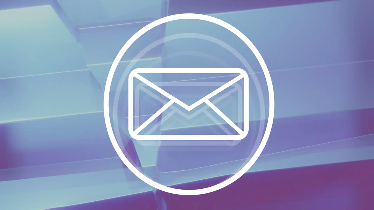 Envelope icon over blue geometric background, symbolizing digital communication animation
