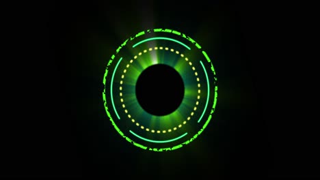 animación de círculos verdes brillantes sobre un fondo negro