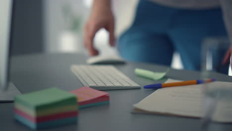 View-doctor-work-desk-in-modern-clinic-close-up.-Technological-workplace.