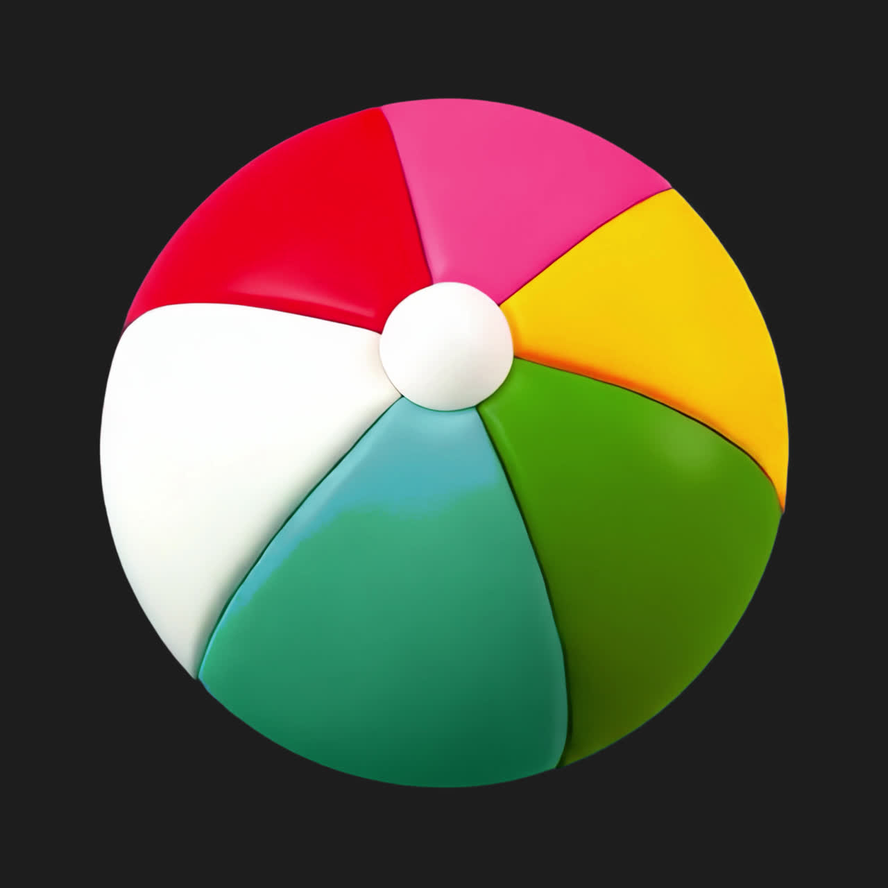 Colorful inflatable beach ball animation isolated asset, transparent 4K video, alpha channel, ProRes