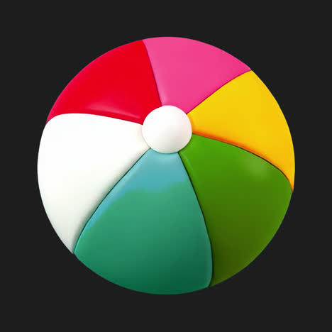 colorful inflatable beach ball animation isolated asset, transparent 4k video, alpha channel, prores