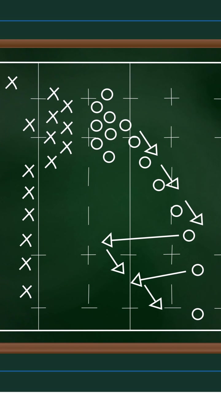 Animation of sports game strategy on green background
