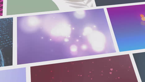 animación abstracta púrpura y blanca con partículas de luz brillantes
