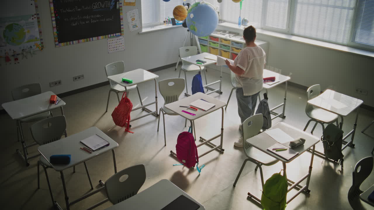 Classroom scene with teacher
