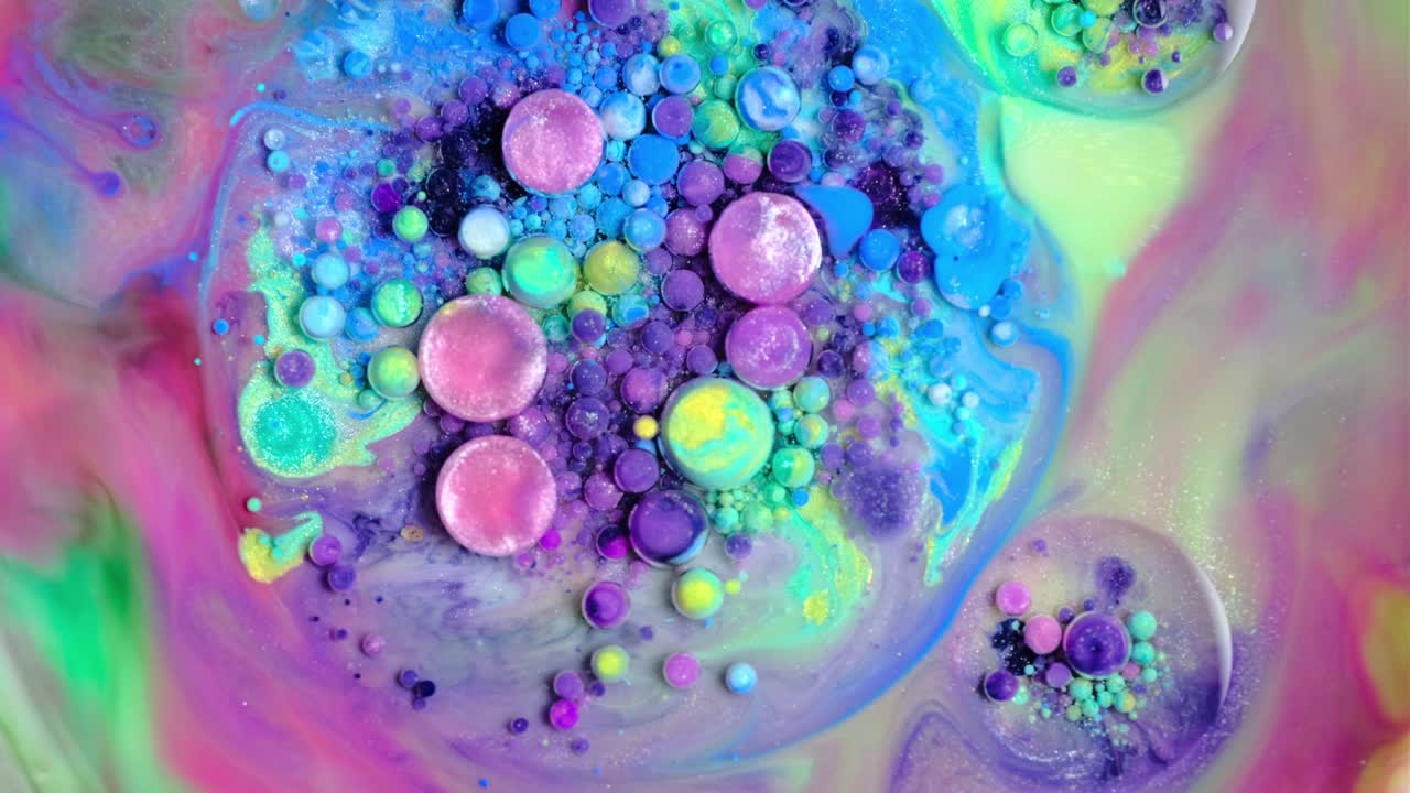 pintura colorida y burbujas fondo abstracto video 4k