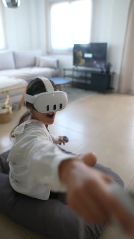 woman playing vr game at home