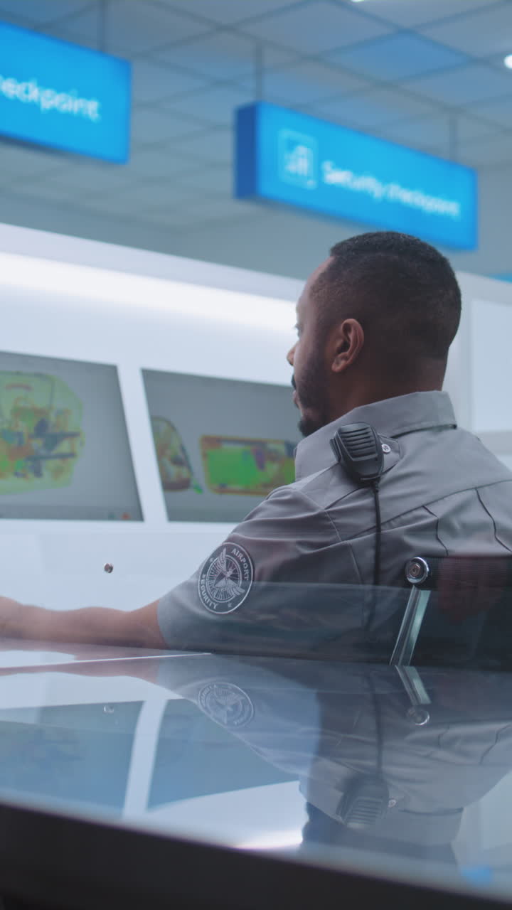 pantallas de vigilancia de los guardias de seguridad del aeropuerto