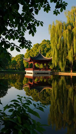 serene chinese pavilion in a park