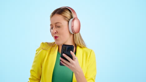 woman, headphones and listening to music