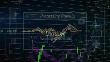 animación de texto y procesamiento de datos financieros