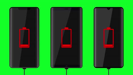 low battery smartphone isolated on green background