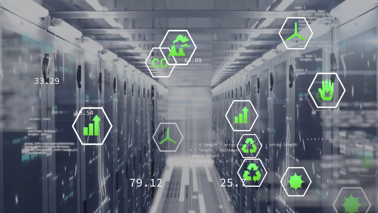 에코 아이콘의 애니메이션 및 컴퓨터 서버를 통해 디지털 데이터 처리