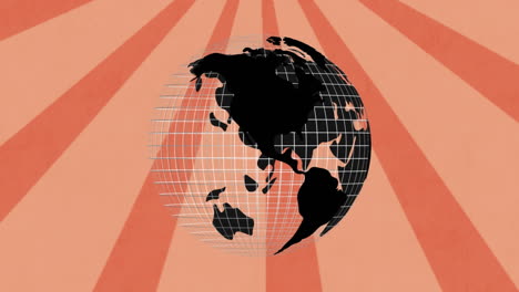 animación del globo girando sobre un fondo a rayas
