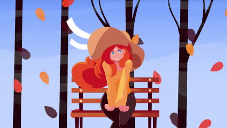 woman sitting on a bench in autumn park