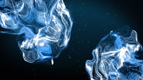 animación de puntos brillantes flotando sobre la onda digital contra un fondo azul