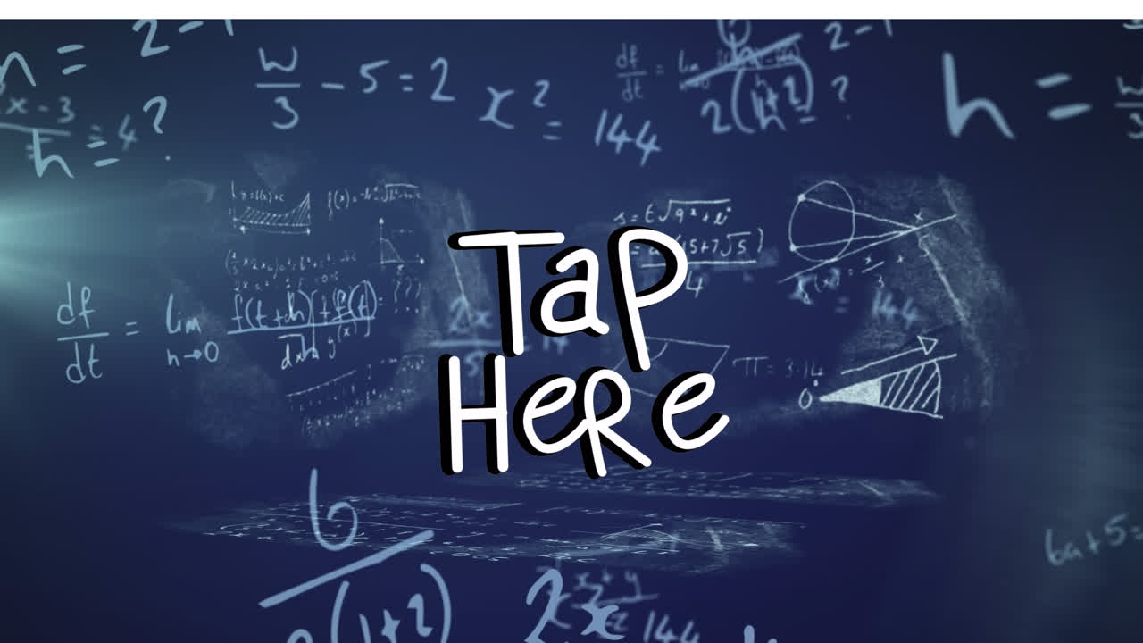 Animation of tap here over navy background with math formulas
