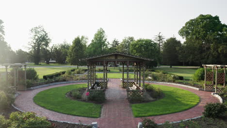 Volando-Lentamente-Fuera-Del-Jardín-De-Rosas-En-El-Parque-Roger-Williams