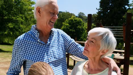 Senior-couple-interacting-with-each-other-in-park