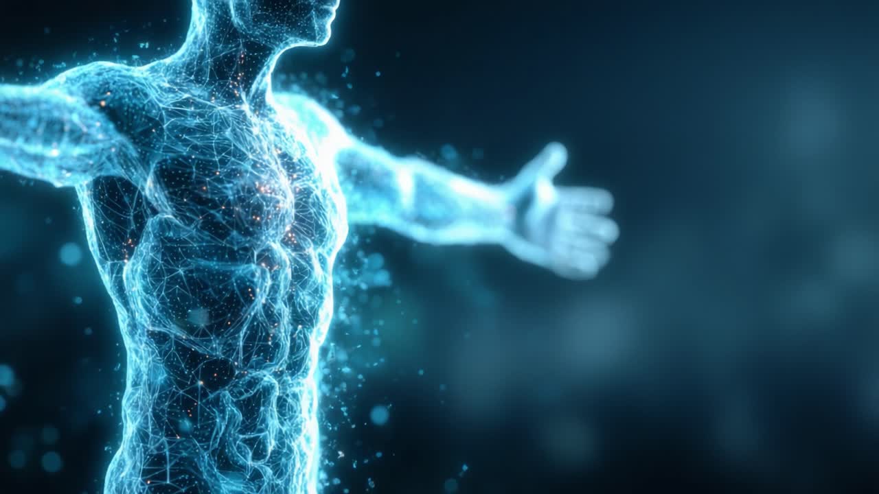 A Stunning Visualization of the Human Form: Celebrating the Complexity and Beauty of the Body Through Captivating Digital Design and Light Effects
