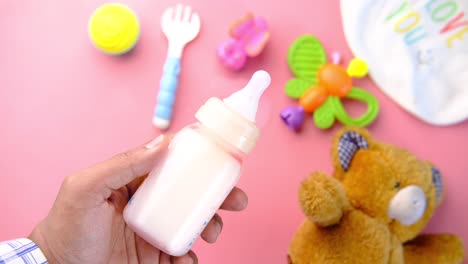 baby bottle and toys