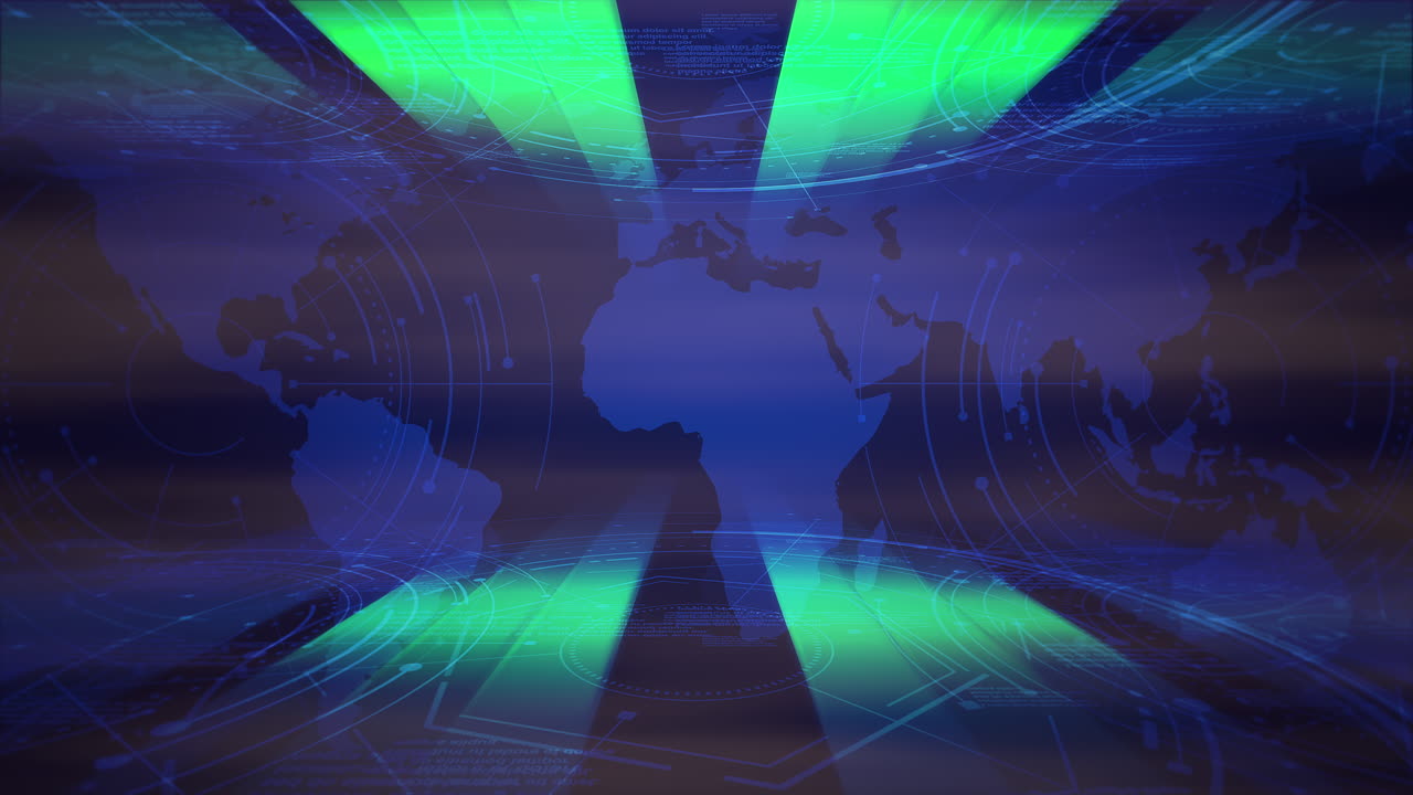 animazione grafica di notizie introduttive con linee al neon e sfondo astratto mappa del mondo 1