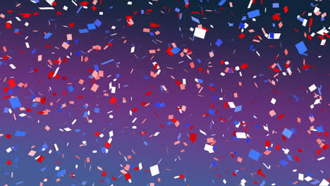 animation of confetti falling over gradient blue to purple background
