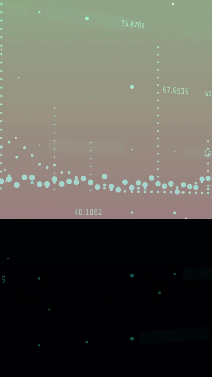 Animation displaying data points and numerical values over gradient background