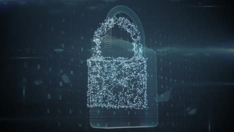 Animation of changing numbers and letters over online security padlock