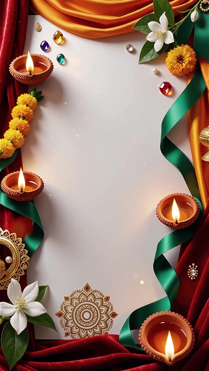 Sfondo del Festival Diwali con lanterne e decorazioni tradizionali Diyas.
