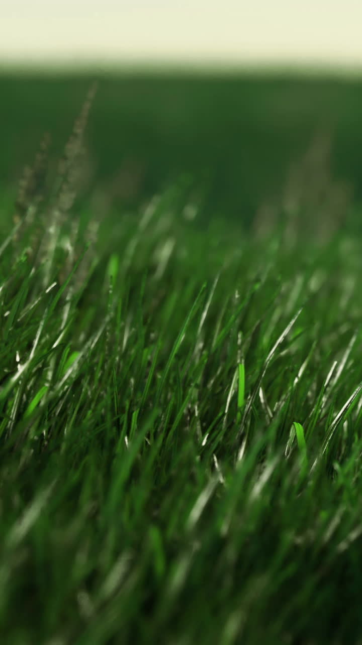 Lussureggiante erba verde che ondeggia dolcemente nella brezza durante un tranquillo pomeriggio