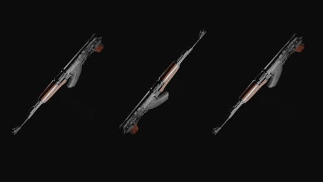 machineguns on the dark background and in blinking rotate in slowmotion